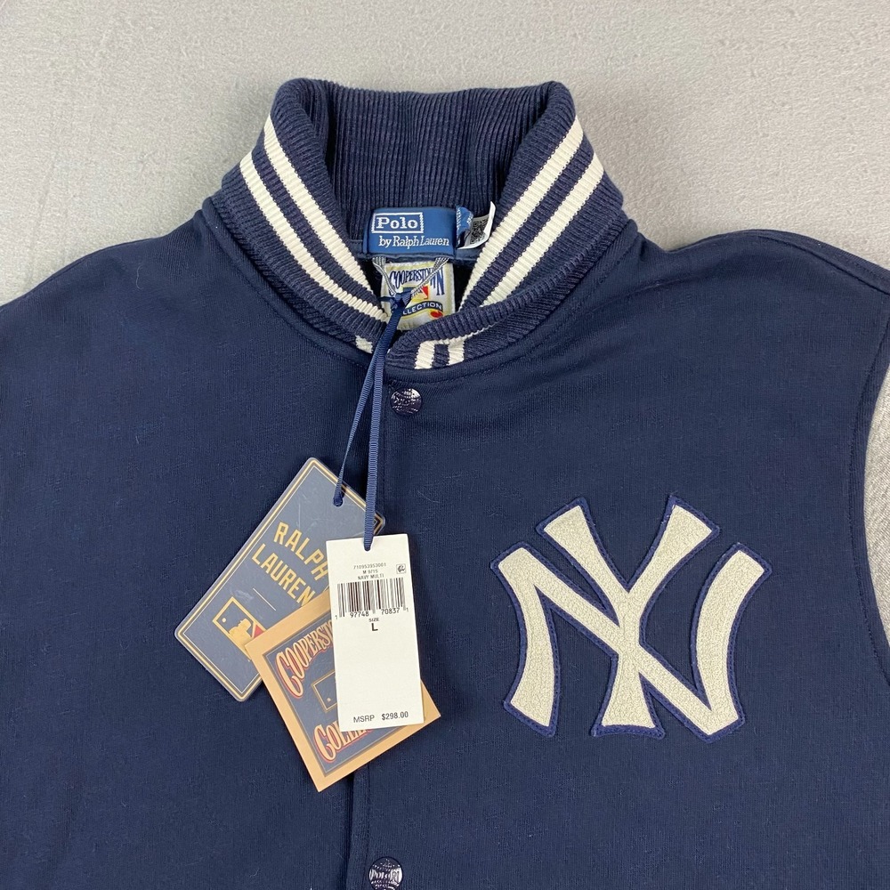 Polo Ralph Lauren New York Yankees Mens Jacket L bronx Bomber fleece Navy NWT - Picture 7 of 15